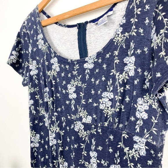 Vintage 90s Cottagecore Blue Pacific Blue Ditsy Floral Romper Sz M - Picture 4 of 8